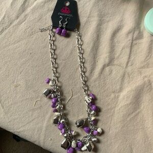 paparazzi Purple & Silver Charm Layered Necklace Set